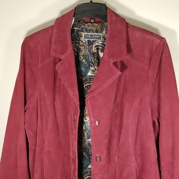 Guillaume Women's Suede Coat Size 1X Hip Length Red - Picture 4 of 7